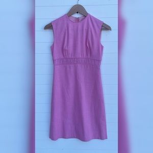 Lanz Originals Vintage 60s Shift A-Line Pintuck Above Knee Sleeveless Pink Dress